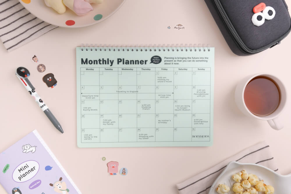 สมุดแพลนเนอร์ PP month planner สีเขียว